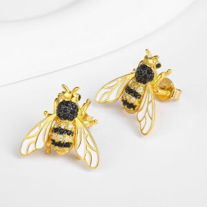 Arany tónusú Emporia Ötvözetű Fülbevaló Fehér Emporia® Kristállyal és Fekete Emporia® Kristállyal, CAT181 146729202 - Női kiegészítő