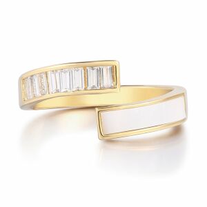 Arany tónusú Emporia Ötvözetű Gyűrű Fehér Emporia® Kristállyal és Tűzzománccal, CAT096/52 146729237 - Női ékszer