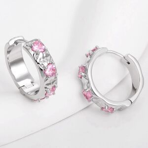 Arany tónusú Emporia Ötvözetű Fülbevaló Fehér Emporia® Kristállyal és Rózsaszínű Emporia® Kristállyal, CAT149 146729298 - Női kiegészítő