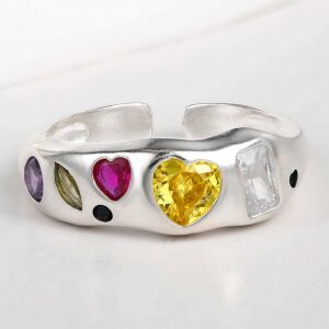 Arany tónusú Emporia Ötvözetű Gyűrű Vörös Emporia® Kristállyal és Sárga Emporia® Kristállyal, CAT054/52 146729377 - Női ékszer