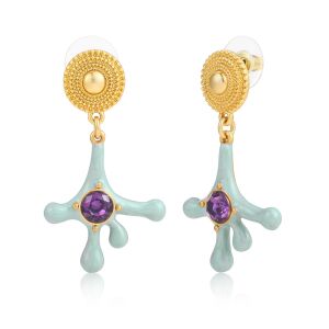 Arany tónusú Emporia Ötvözetű Fülbevaló Lila Emporia® Kristállyal és Tűzzománccal, CAT186 146729390 - Női kiegészítő