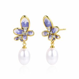 Arany tónusú Emporia Ötvözetű Fülbevaló Kék Emporia® Kristállyal, CAT187 146729395 - Női kiegészítő