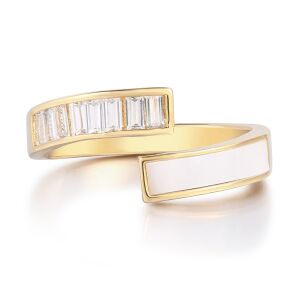 Arany tónusú Emporia Ötvözetű Gyűrű Fehér Emporia® Kristállyal és Tűzzománccal, CAT096/62 146729450 - Női ékszer