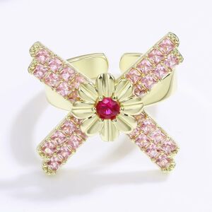 Arany tónusú Emporia Ötvözetű Gyűrű Vörös Emporia® Kristállyal és Rózsaszínű Emporia® Kristállyal, CAT176/54 146729494 - Női kiegészítő