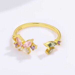 Arany tónusú Emporia Ötvözetű Gyűrű Rózsaszínű Emporia® Kristállyal és Lila Emporia® Kristállyal, CAT095/57 146729497 - Női ékszer