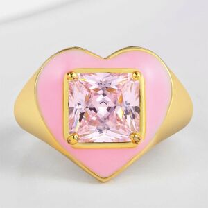 Arany tónusú Emporia Ötvözetű Gyűrű Rózsaszínű Emporia® Kristállyal és Tűzzománccal, CAT129/59 146729503 - Női ékszer