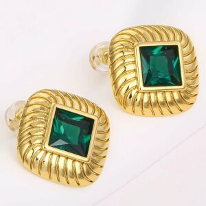 Arany tónusú Emporia Ötvözetű Fülbevaló Zöld Emporia® Kristállyal, CAT078 146729517 - Női ékszer