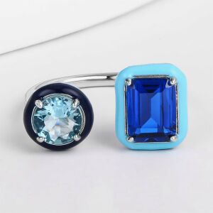 Arany tónusú Emporia Ötvözetű Gyűrű Kék Emporia® Kristállyal, CAT072/54 146729550 - Női ékszer