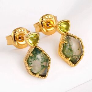 Arany tónusú Emporia Ötvözetű Fülbevaló Zöld Emporia® Kristállyal, CAT123 146729551 - Női ékszer