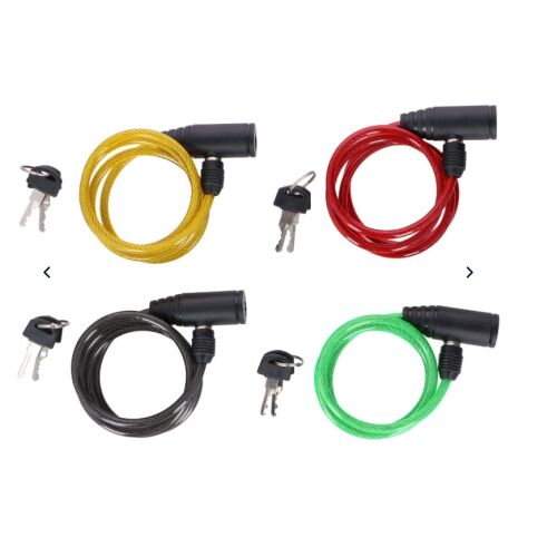 Kerékpár kábelzár 6mm 90cm 2 kulcs 4 féle színben Dunlop