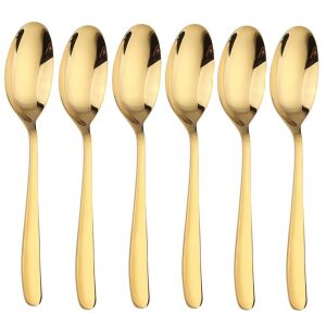 Set 6 linguri Pufo Simple pentru cafea, ceai, desert, otel inoxidabil, auriu, 20 cm 146731727 - Linguri