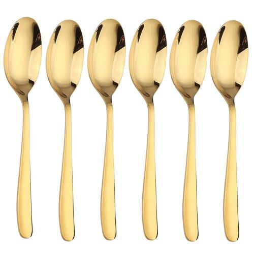 Set 6 linguri Pufo Simple pentru cafea, ceai, desert, otel inoxidabil, auriu, 20 cm 146731727