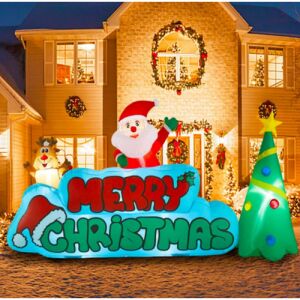 Riesige aufblasbare Weihnachtsmann-Weihnachtsdekoration mit LED-Beleuchtung, 280 × 130 cm 146732154 - Outdoor Weihnachtsdekorationen