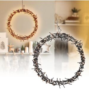 Karácsonyi-adventi 500 meleg fehér LED-es koszorú ajtódísz, 58 cm, IP44 hálózati adapteres, 8 féle fényjátékkal 146733483 - Home Styling