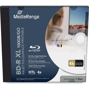 MediaRange BD-R XL 100GB 4x nyomtatható lemez Jewelcase tokban