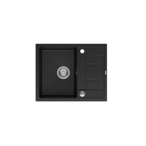 Mosogató GraniteQ MORGAN 116 GraniteQ mosogató pure carbon Push To Open szifonnal nemesacél 1 rekeszes z/o + kampók 4 db