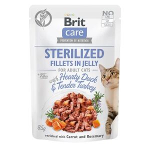 BRIT Care Sterilized Fillets in Jelly filety z kaczką i indykiem w galaretce - mokra karma dla kota - 85 g 146734413 - Karma dla kotów