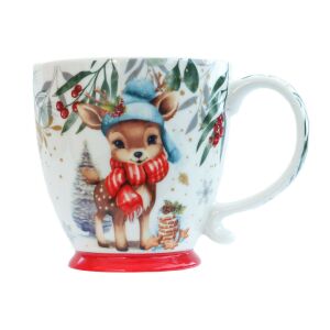 Karácsonyi porcelán bögre 45 cl talpas BAMBI