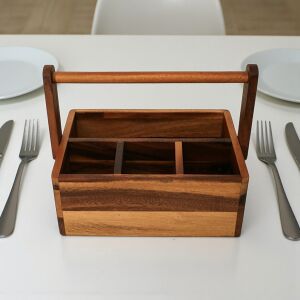 Fa evőeszköztartó, 4 fakkos, 18x27x21 cm
