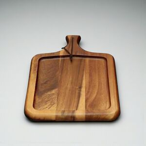 Fa kínáló szögletes, bőr akasztóval 25x33x2 cm