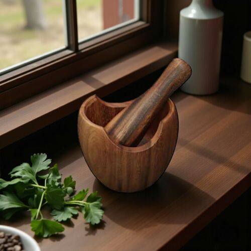 Fa mozsár ívelt peremmel 12x10 cm