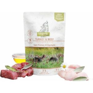 Isegrim nedves kutyaeledel tasak JUNIOR pulyka marhahús 410g