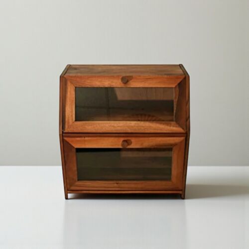 Fa kenyérdoboz dupla ajtós, akril ablakkal 24x39,5x39,5 cm 146734618