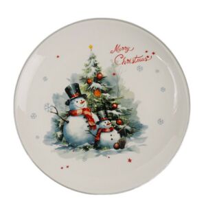 Tányér kerámia hóemberek 26cm 146735137 - Tányér