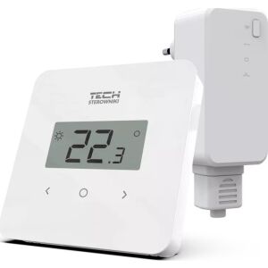 Tech Tech vezeték nélküli szobavezérlő T-2.2, kétállapotú páratartalom méréssel, felületre szerelhető, fehér STT-2.2WH