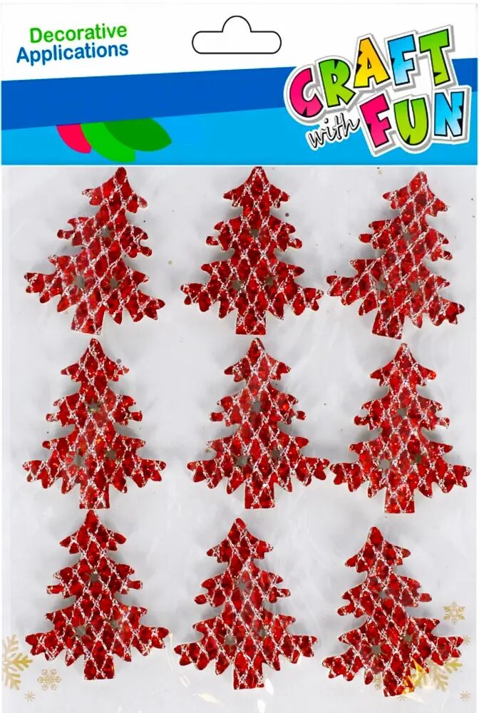 DEKO EVA DEKO MIT WEIHNACHTSBAUMMOTIV, GLITZERND, 9 STÜCK, 12/144