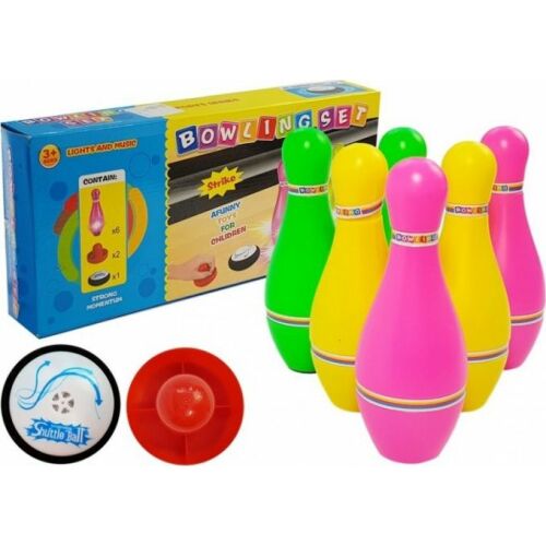 Bowling szett fényekkel és zenével gyerekeknek, színes bowling bábuk és labdák - Szabadtéri ügyességi játék