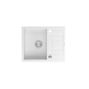 GraniteQ MORGAN 116 GraniteQ mosogató hófehér Push To Open lefolyóval nemesacél 1 kamrás z/o + 4 db fogó