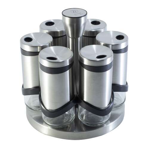 Berlinger Haus Black Royal 7 piece rotating spice rack, stainless steel, glass, plastic