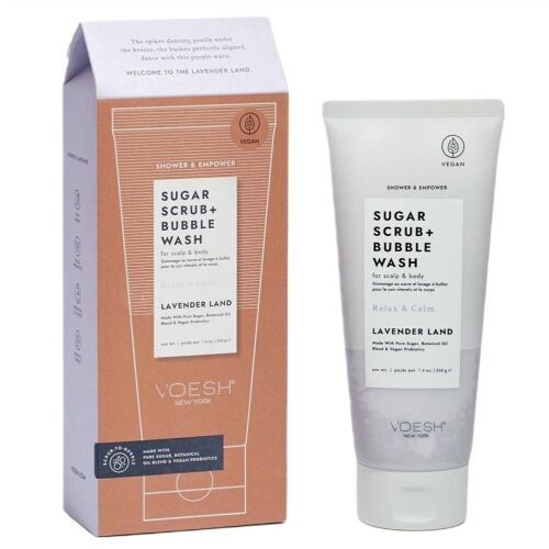 VOESH_Cukor Dörzsölő + Buborékos Mosó hámlasztó és hab a fejbőr és test ápolására Levendula Föld 210g 146736494