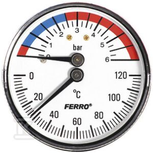 HŐMÉRSÉKLETNYOMÁSMÉRŐ 63MM 1/2 AXIALIS 6BAR-IG 120C