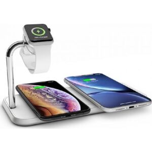 ZENS Dual+Watch - alumínium vezeték nélküli töltő két eszköz számára és Apple Watch (fehér) [go]