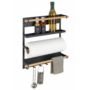 MAGNA konyhai polc, papírtörlő tartóval és kampókkal, fúrás nélküli szereléssel, WENKO