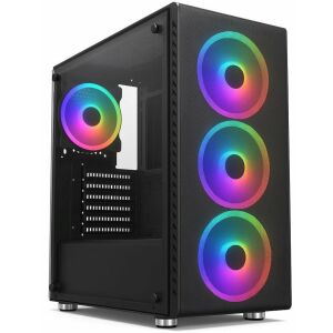 1stCOOL szekrény RAINBOW 4, Mid Tower, AU, USB 3.0, 4x 120mm RGB Ventilátor, fekete 146737938 - Számítógépház