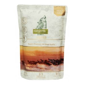 Isegrim Isegrim Horse - nedves, monoprotein felnőtt kutyaeledel, tiszta lóhús mezei gyógynövényekkel, zöldségekkel és lenolajjal, tasak 410g