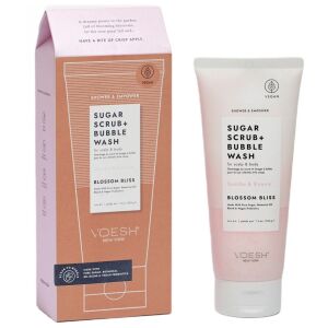 VOESH_Sugar Scrub + Bubble Wash cukros testápoló mosótesthez és fejbőrhöz Blossom Bliss 210g
