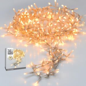 Karácsonyi Fa Lámpák Fénylánc 240 Led Időzítő Meleg Fehér Átlátszó Drót