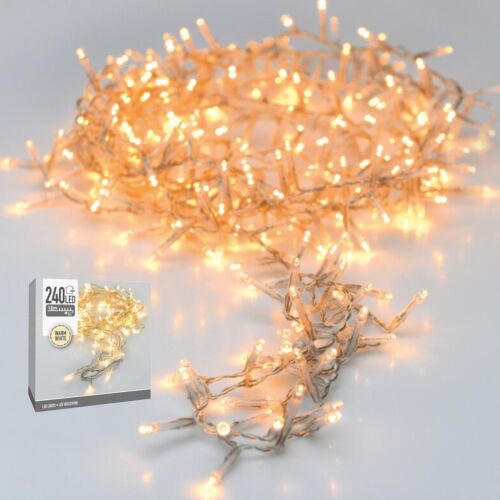 Karácsonyi Fa Lámpák Fénylánc 240 Led Időzítő Meleg Fehér Átlátszó Drót 146743645