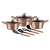 Berlinger Haus BH-6151 10 piece cookware set, Metallic Line Rose Gold Edition, featuring pots, pans, and utensils
