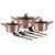 Berlinger Haus BH-6151 10 piece cookware set, Metallic Line Rose Gold Edition, featuring pots, pans, and utensils