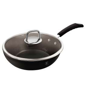 Berlinger Haus BH-6126 Czarna Professional Line Wok 28cm z pokrywką, nieprzywierająca, powłoka tytanowa, nadaje się do piekarnika, indukcja - Patelnie do gotowania i pieczenia