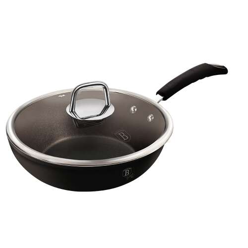 Berlinger Haus BH-6126 Linie Profesională Negru Wok 28cm cu capac, antiaderent, acoperire din titan, potrivit pentru cuptor, inducție