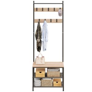 WIESZAK NA UBRANIA BUTY KURTKI JASNY BRĄZ STOJĄCY PODŁOGOWY LOFT REGAŁ 146744762 - Przechowywanie i sortowanie