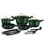 Berlinger Haus BH-6066 Emerald Collection 12+2 piece cookware set, green