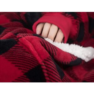 Nagy pulóver egy zsebbel - piros kockás 146749855 - Pléd