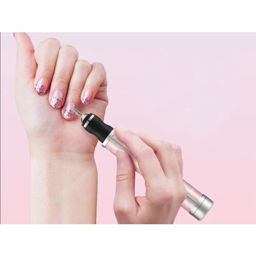 Akkumulátoros kompakt körömcsiszoló 5 fejjel, 13x2cm - rózsaszín